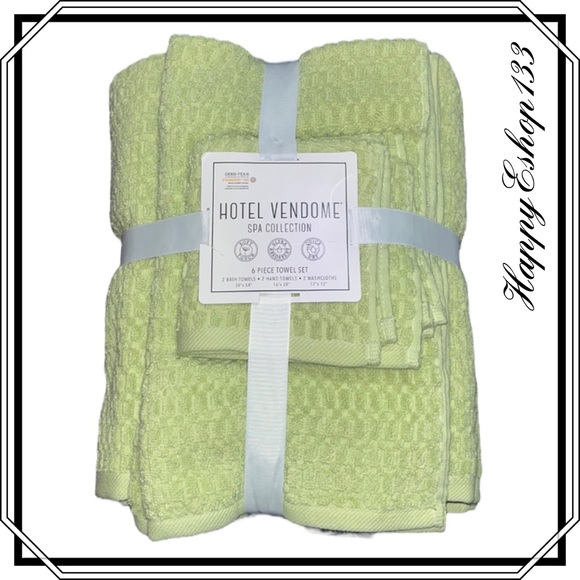 Hotel Vendome Spa Collection 100% Cotton 6-Piece Towel Set Bath Hand Washcloth - Picture 8 of 8
